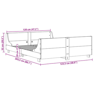 vidaXL Cadre de lit sans matelas blanc 120x200 cm bois de pin massif