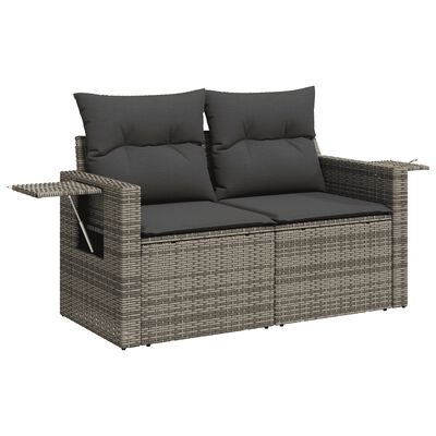 vidaXL Salon de jardin 9 pcs avec coussins gris résine tressée