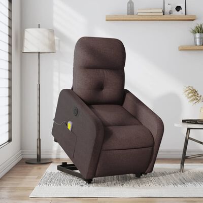 vidaXL Fauteuil inclinable de massage électrique Marron foncé Tissu