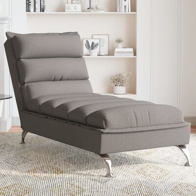 vidaXL Chaise longue avec coussins taupe tissu