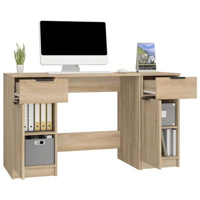 vidaXL Bureau avec armoire latérale Chêne sonoma Bois d'ingénierie