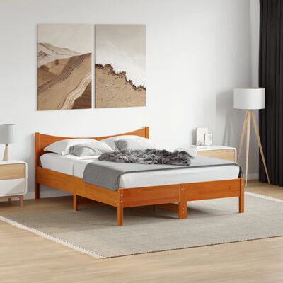 vidaXL Cadre de lit sans matelas cire marron 140x200cm bois pin massif