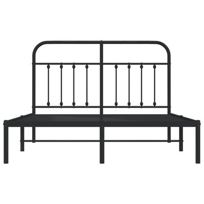 vidaXL Cadre de lit métal sans matelas avec tête de lit noir 150x200cm