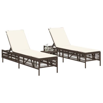 vidaXL Chaises longues avec coussins lot de 2 marron résine tressée