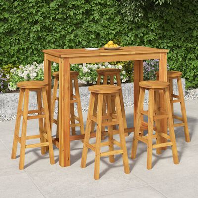 vidaXL Ensemble de bar de jardin 7 pcs bois d'acacia solide