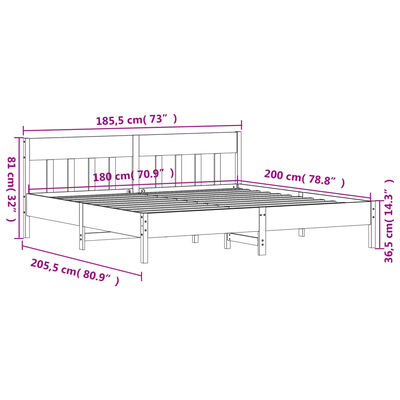 vidaXL Cadre de lit sans matelas cire marron 180x200cm bois pin massif