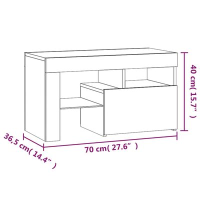 vidaXL Tables de chevet 2 pcs et lumières LED Noir 70x36,5x40 cm