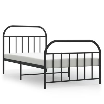 vidaXL Cadre de lit métal sans matelas avec pied de lit noir 100x190cm