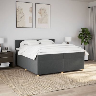 vidaXL Sommier à lattes de lit avec matelas Gris foncé 200x200cm Tissu