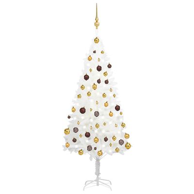 vidaXL Arbre de Noël artificiel pré-éclairé et boules blanc 150 cm