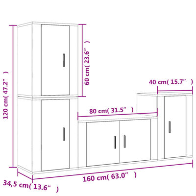 vidaXL Ensemble de meubles TV 4 pcs Blanc Bois d'ingénierie