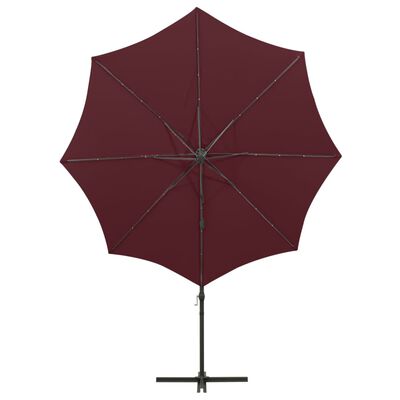 vidaXL Parasol de jardin en porte-à-faux avec mât et lumières LED