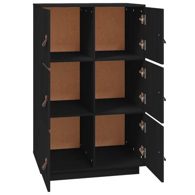 vidaXL Buffet haut Noir 67x40x108,5 cm Bois massif de pin