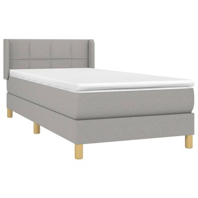 vidaXL Sommier à lattes de lit avec matelas Gris clair 90x200 cm Tissu