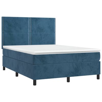 vidaXL Sommier à lattes de lit matelas et LED Bleu foncé 140x190 cm