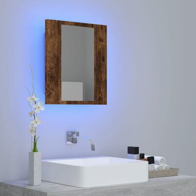 vidaXL Armoire à miroir LED de salle de bain chêne fumé 40x12x45 cm