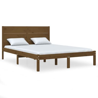 vidaXL Cadre de lit Marron miel Bois massif 120x190 cm Petit Double