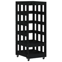 vidaXL Porte-bûches avec roulettes noir 40x49x110 cm bois massif pin