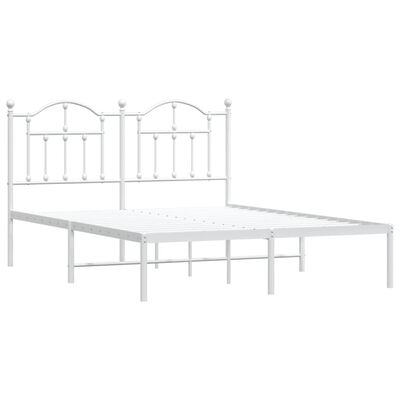 vidaXL Cadre de lit métal sans matelas et tête de lit blanc 150x200 cm