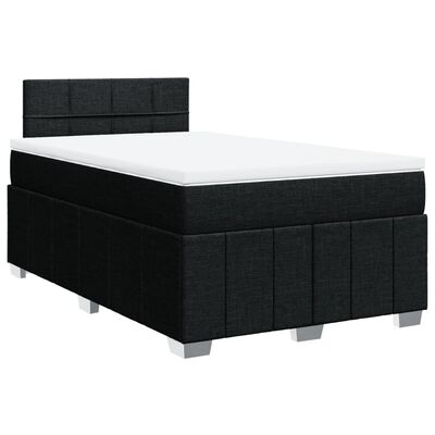 vidaXL Sommier à lattes de lit avec matelas Noir 120x200 cm Tissu