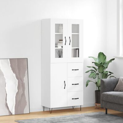 vidaXL Buffet haut Blanc 69,5x34x180 cm Bois d'ingénierie