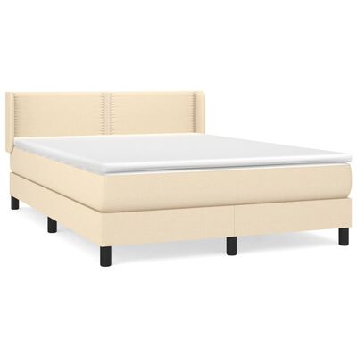 vidaXL Sommier à lattes de lit avec matelas Crème 140x200 cm Tissu