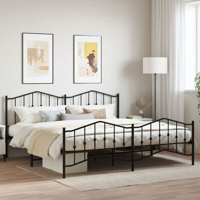 vidaXL Cadre de lit métal sans matelas avec pied de lit noir 193x203cm