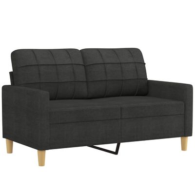 vidaXL Canapé 2 places avec oreillers décoratifs noir 120 cm tissu