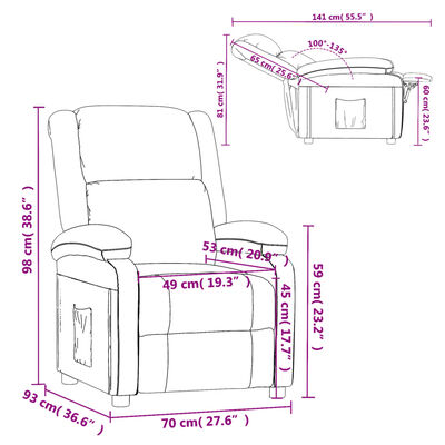 vidaXL Fauteuil inclinable Noir Similicuir