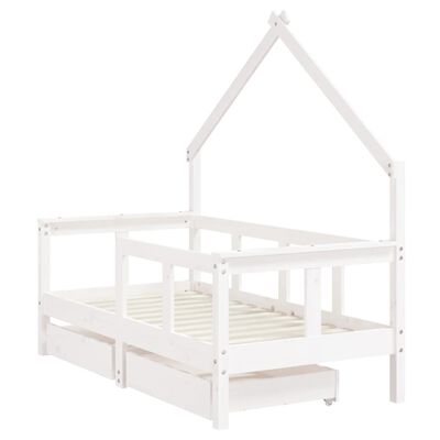 vidaXL Cadre de lit enfant tiroirs blanc 70x140 cm bois de pin massif