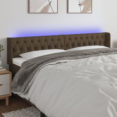 vidaXL Tête de lit à LED Marron foncé 203x16x78/88 cm Tissu