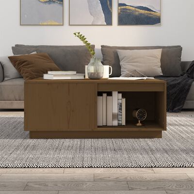 vidaXL Table basse Marron miel 100x101x40,5 cm Bois massif de pin