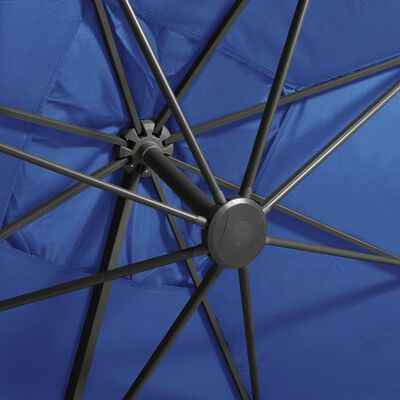 vidaXL Parasol de jardin en porte-à-faux et mât et lumières LED