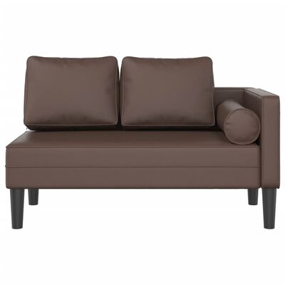 vidaXL Chaise longue avec coussins marron similicuir