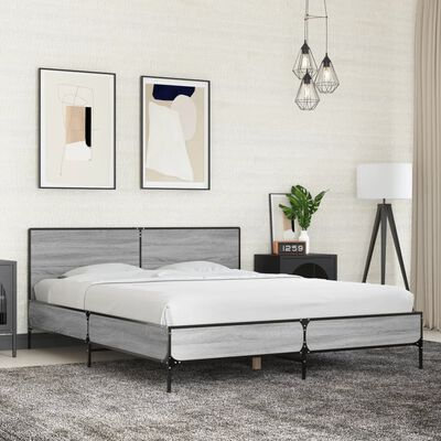 vidaXL Cadre de lit sans matelas sonoma gris 160x200 cm