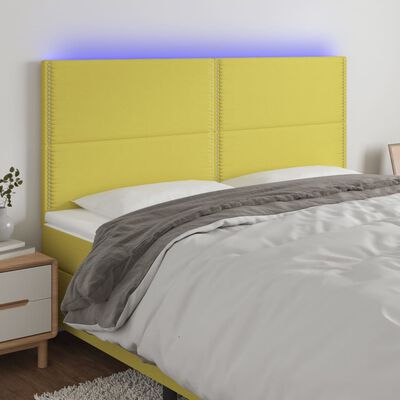 vidaXL Tête de lit à LED Vert 160x5x118/128 cm Tissu