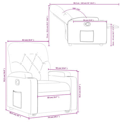 vidaXL Fauteuil inclinable Noir Similicuir