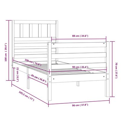 vidaXL Cadre de lit sans matelas 90x190 cm bois massif