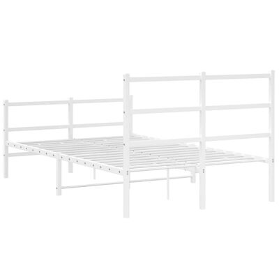 vidaXL Cadre de lit métal sans matelas et pied de lit blanc 120x190 cm