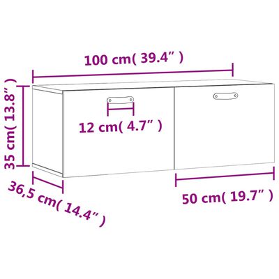 vidaXL Armoire murale sonoma gris 100x36,5x35 cm bois d'ingénierie