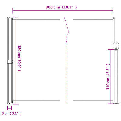 vidaXL Auvent latéral rétractable beige 180x300 cm