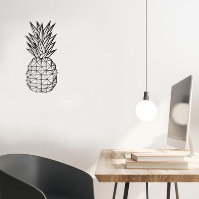 Homemania Décoration murale Ananas 22x55 cm Acier Noir