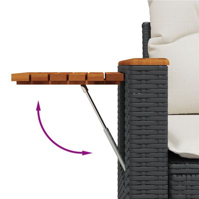 vidaXL Salon de jardin 6 pcs avec coussins noir résine tressée