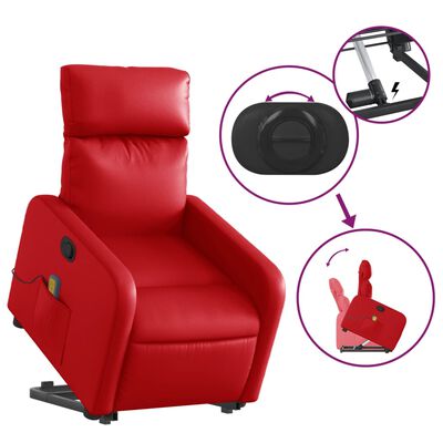 vidaXL Fauteuil inclinable de massage Rouge Similicuir