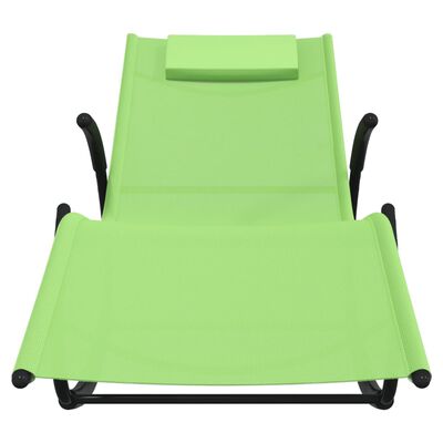 vidaXL Chaises longues à bascule lot de 2 Vert Acier et textilène