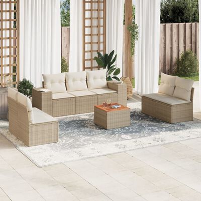 vidaXL Salon de jardin avec coussins 8 pcs beige résine tressée