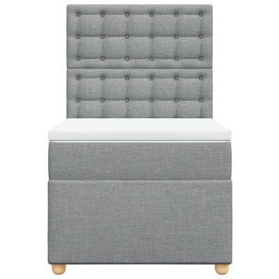 vidaXL Sommier à lattes de lit avec matelas Gris clair 90x200 cm Tissu