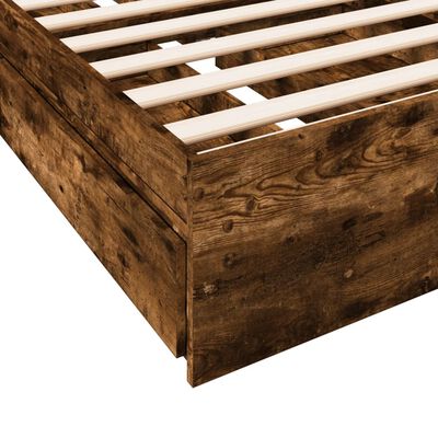 vidaXL Cadre de lit et tiroirs chêne fumé 75x190 cm bois d'ingénierie