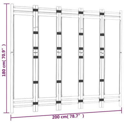 vidaXL Cloison de séparation pliante 5 panneaux 200 cm Bambou et toile