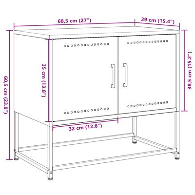 vidaXL Meuble TV vert olive 68,5x39x60,5 cm acier